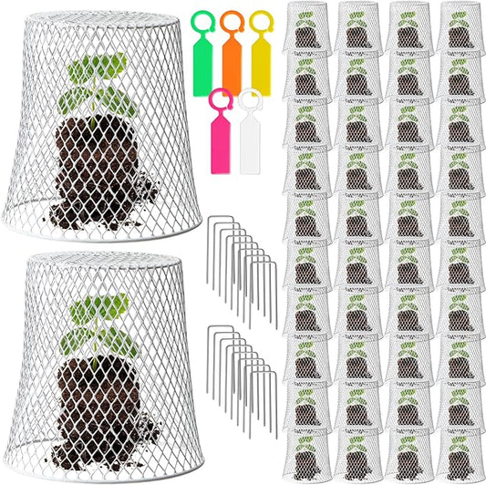 40 Pcs 8 inch Chicken Wire Plant Covers,Wire Garden Cloches Chicken Wire Cloche Plant Protector Metal Heavy Duty Garden Plant Cloche for Keeping Bunnies Chicken Squirrels Birds Other Out