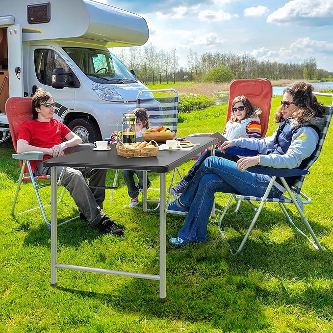 YITAHOME 6FT Folding Table, Outdoor Folding Table w/Heavy Duty HDPE Tabletop, Rectangle Folding Tables w/Portable Carrying Handle for Picnic, Parties, Camping & Indoor Activities, Black