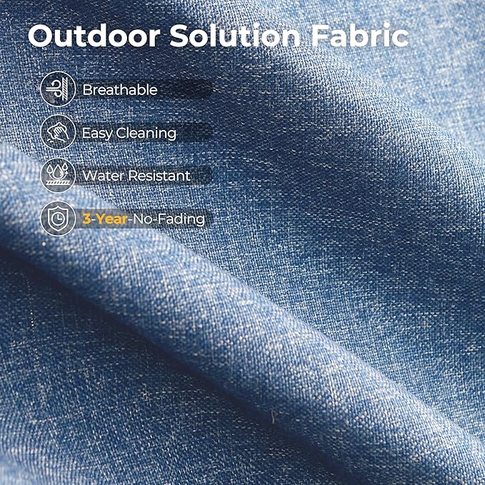 HOOOWOOO Outdoor Sectional Patio Furniture Set with Fire Pit Table,15 Pieces Wicker Conversation Sets L Shaped Couch,Extra Deep Out Door Sofa Outside Furniture with Swivel Chairs Ottoman,Denim Blue