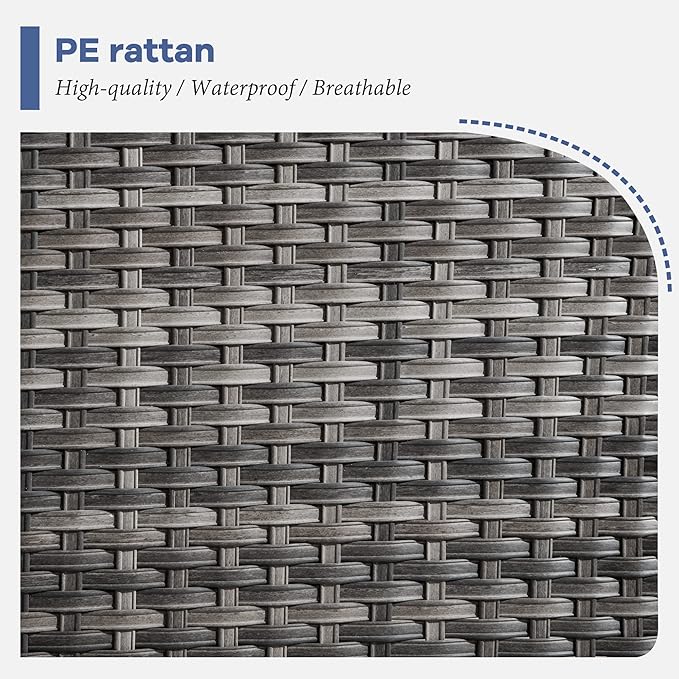 HOOOWOOO 8 Piece Patio Sectional Furniture Set with Swivel Rocking Chairs,Modern Wicker Outdoor Conversation Sofa Sets,Weather Resistant Modular L Shaped Outside Couch Set(Denime Blue)