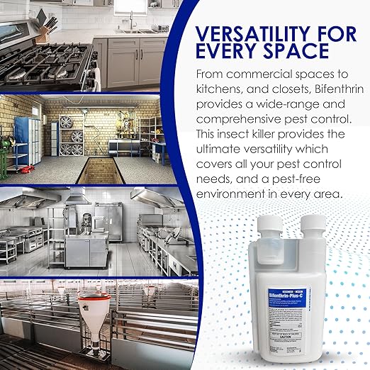 Bifenthrin Plus-C Insecticide (16 oz) - Roach Killer Indoor Infestation, Termite Treatment, Ant Control & Wasp Spray - Home Defense Pest Control, Residential, Commercial, and Industrial Use