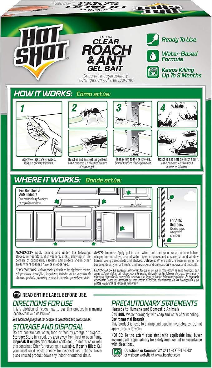 Hot Shot Ultra Clear Roach & Ant Gel Bait, 1-Count, 6-Pack, Plain