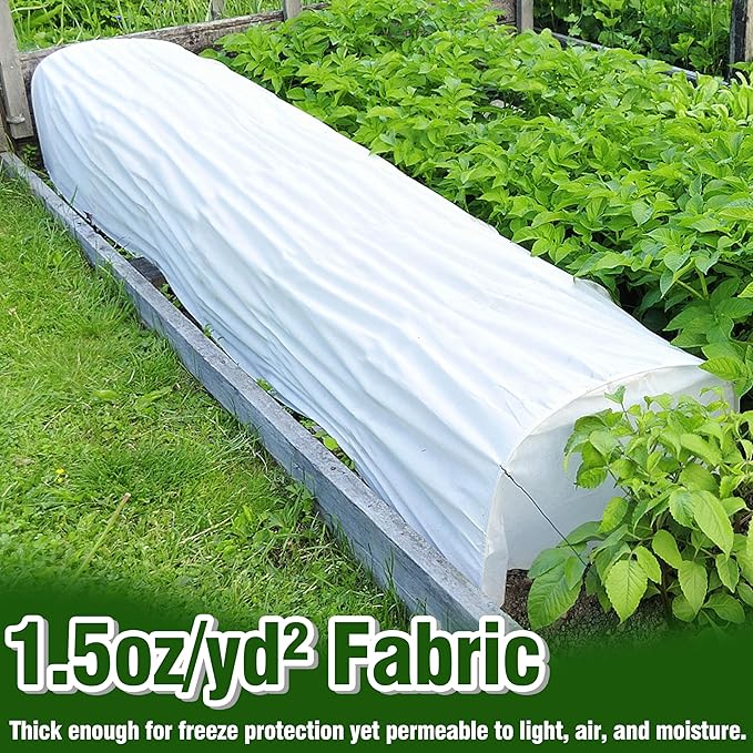 Gardzen 1.5 oz Plant Covers Freeze Protection, Reusable 10ft x 30ft Floating Row Covers, Thicker Frost Blankets for Outdoor Plants, Pests Protection, White