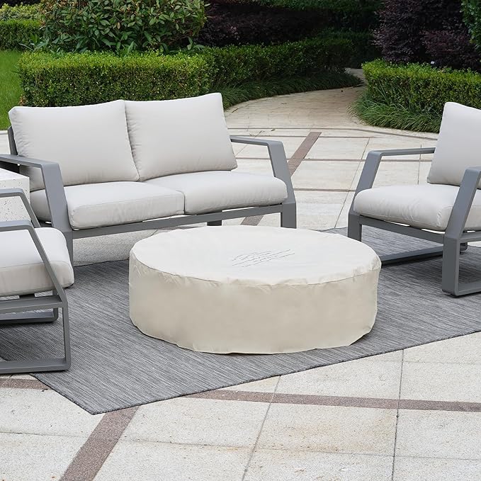 NAGA HABNA 41 Inch Propane Fire Pit Table, Rectangle Outdoor Fire Table w Blue Fire Glass (50,000 BTU), Gas Fire Pit w Waterproof Cover for Garden, Pool, Backyard