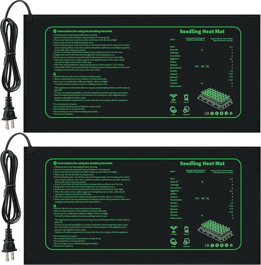 Seedling Heat Mat for Seed Starting,10" x 20.75" Waterproof Heating Pad for Indoor Plants Germination (2 Pack)