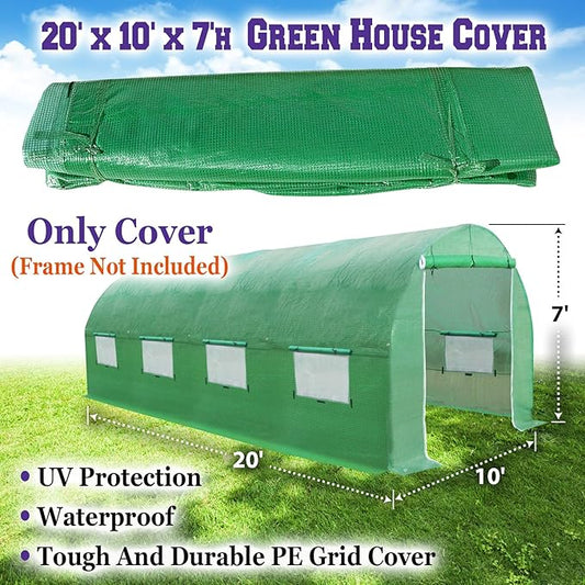 BenefitUSA Larger Hot Green House 20'X10'X7' Walk in Outdoor Plant Gardening Greenhouse Cover (Frame Does Not Included)