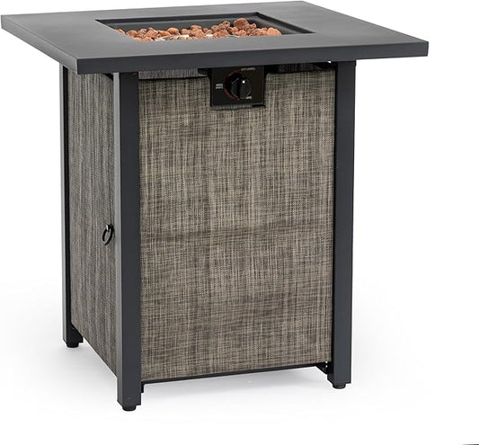 28'' Propane Fire Pit Table, 50,000 BTU Steel Gas FirePit for Outdoor, Fire Table with Lid, Add Warmth & Ambience to Gatherings and Parties On Patio Deck Garden Backyard, Grey.
