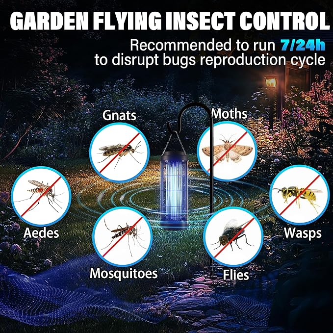 Powerful Bug Zapper Outdoor for 5000 Sq.Ft. with 13FT Power Cord, 3600V Instant Killing Grid Removable Hanging High Power Outdoor Mosquito Killer, Fly Trap Lamps for Garage Farm Home