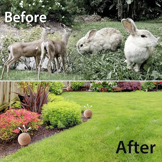 Rabbit Repellent Outdoor 10 Pack Peppermint Oil Deer Rabbit Away Repellent Balls Pet Safe Bunny Rabbit Deterrent for Garden Yard Lawn to Keep Rabbits Deers from Eating Plants