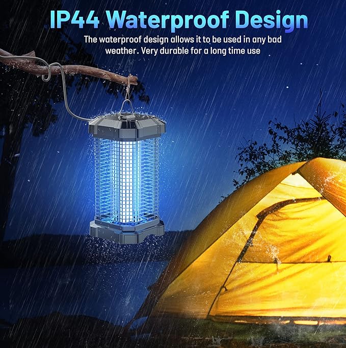 Bug Zapper Outdoor, 4200V Electric Mosquito Zapper Indoor, Insect Fly Zapper Waterproof with 5ft Power Cord, Mosquito Killer for Home, Patio, Kitchen, Backyard, Camping, Plug-in