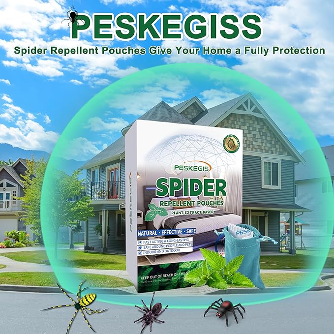10 Pack Powerful Spider Repellent Indoor for House Garage Long-Term Spiders Repelling, Effective Spider Repellent Pouches Made with Natural Ingredients Safe for Kids and Pets, Easy to Use, No Mess