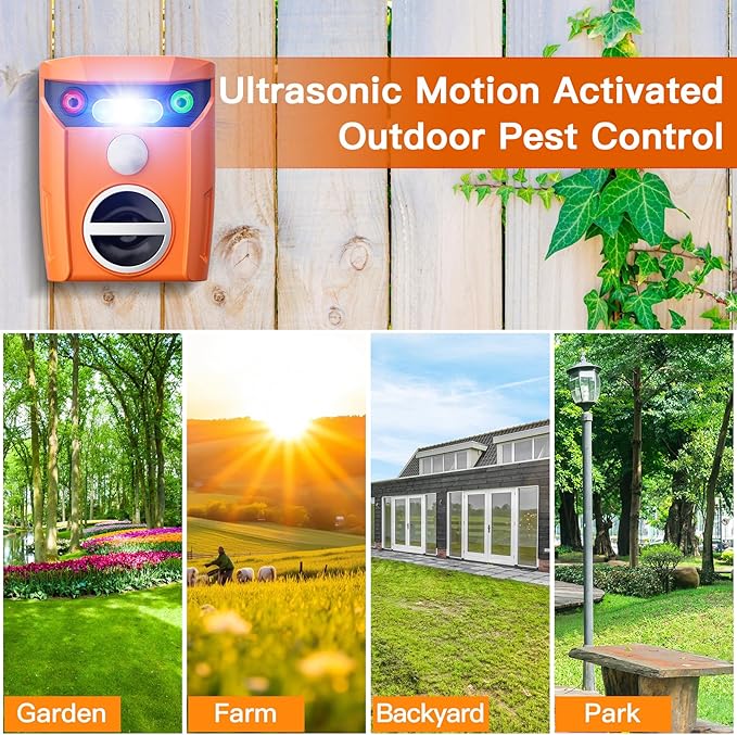 X-PEST 2 Packs Solar Animal Repeller Outdoor Ultrasonic Dog Squirrel Repeller Deterrent with LED Flashing Light Waterproof Deer Repellent Devices for Yard Lawn Farm Garden