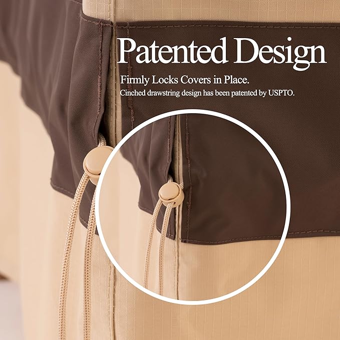 Patio Chair Cover, Outdoor Lounge Cover, Heavy Duty, Waterproof Lawn Chair Covers, 36W x 40D x 36H, Beige/Coffee, 2-Pack