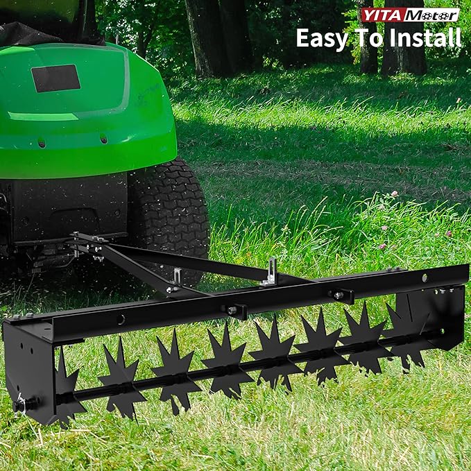 YITAMOTOR 32" Tow Spike Aerator Tool Tow Behind Lawn Aerator Black