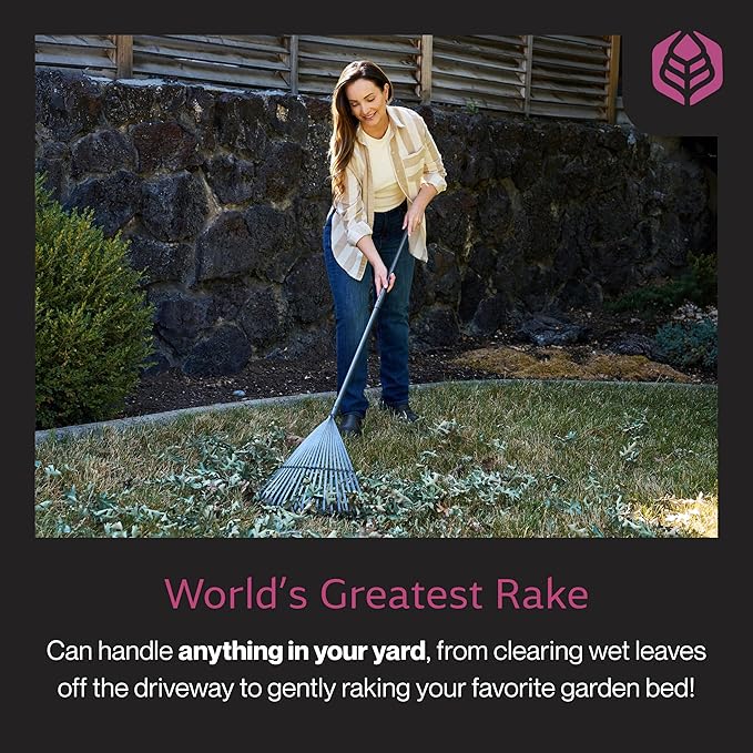 Yard Butler World’s Greatest Leaf Rake | Heavy Duty All Steel Rake with Ergonomic Garden Claw, 20 Free-Floating Tines & Long Metal Handle – Lawn, Yard, Bed, Landscape for Leaves, Grass & Debris, 18"