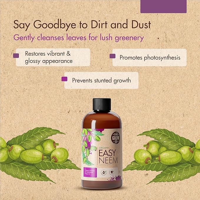 8oz Organic Neem Oil for Plants - Cold Pressed Neem Oil Concentrate for Plants, Water Soluble and Pre-Emulsified for Indoor and Outdoor Use, Spray for Shinier, Dust and Dirt-Free Plant Leaves