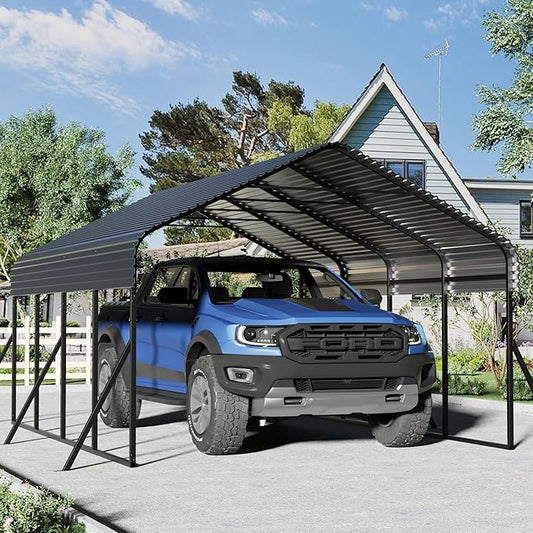Carport Canopy 12x20 Heavy Duty,Metal Carport with Reinforced Structrure and Base,Outdoor Garage Car Shelter Frame for Pickup, Boat, Car and Tractors