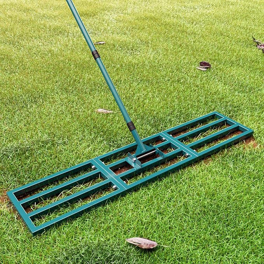 Lawn Leveling Rake Heavy Duty Stainless Steel Lawn Leveler Tool 45”x10” with 78” Adjustable Long Handle Yard Level Rake for Soil, Ground,Backyard Dressing,Golf Field,Garden Tools Grass Seed