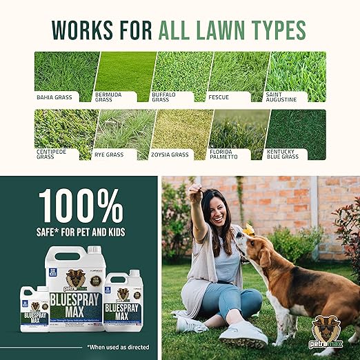 PetraMax Blue Herbicide Lawn Dye - 1 GAL - Super Strength Concentrate 3X More Than Others for Herbicides, Fertilizer & Weed Killer Marker - Blue Mark Spray Indicator for Home and Commercial Use