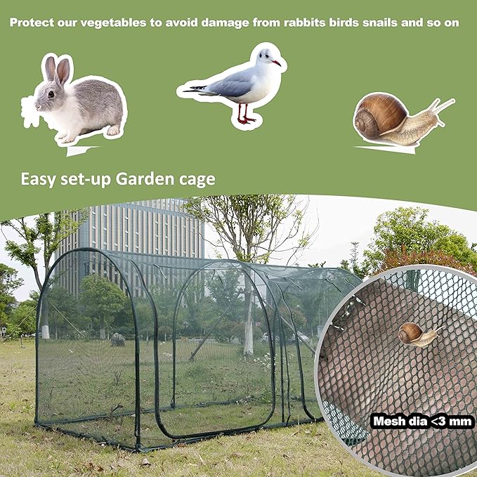 Large Tunnel 8.2'x4' Plant Netting Cover 4FT Tall Crop Cage Netting Pest Guard Cover for Vegetables Fruits Durable Gardening Net for Plant and Animal