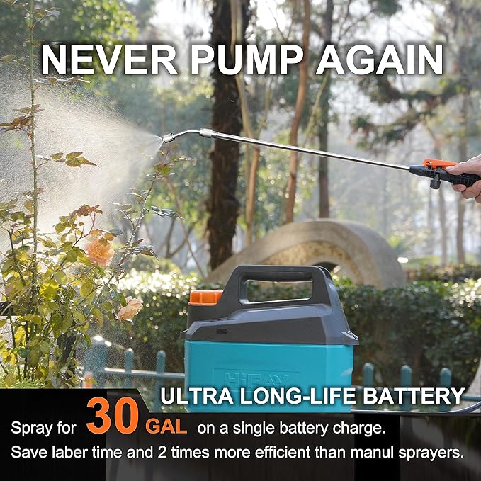 ES4 Electric Sprayer 1 Gallon Built-in 4000mAh Rechargeable Battery, Copper-Nickel Spray Nozzle Makes The Spray More Delicate, The Telescopic Spray Rod Can Reach Further
