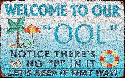Summer Swimming Pool Door Mat, Funny Poolside Welcome Floor Mats Non-Slip for Front Door Porch Indoor Outside Entrance Entryway, Summer Coastal Doormat, 17x30 Inch