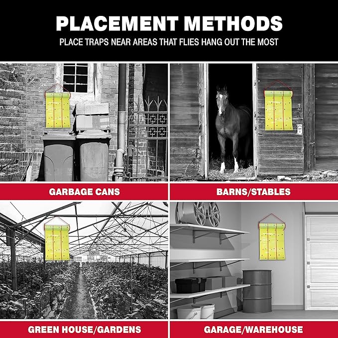 Catchmaster Giant Fly Glue Trap 3-Pack 30 Feet Each, Adhesive Fly Traps Outdoor, Sticky Bug Catcher, Bulk Flying Insect Paper Roll, Pet Safe Pest Control for Garage, Barn, Greenhouse & Garbage Room