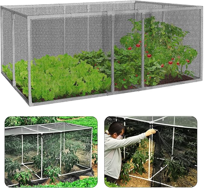 72 * 33 * 30 in Detachable Crop Cages for Garden, Plant Protection Tent with Garden Netting for Vegetables Fruits Flowers,Mesh Plant Covers for Outdoors (Black)