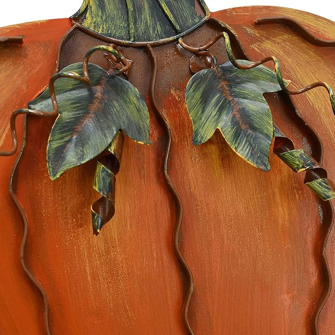 Morning View Pumpkin Garden Stakes Metal Yard Sign Fall Decor Outdoor Autumn Yard Stake Art Pumpkin Lawn Ornaments for Patio Porch Thanksgiving Halloween Harvest 17.5 Inches Tall Set of 3