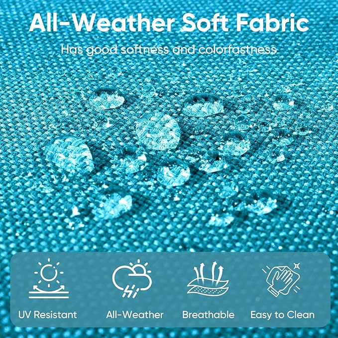 7-Piece Outdoor Patio Cushion Set - Fade & Water Resistant with Removable Olefin Cover, 22x24x4 Inch Memory Foam Cushions for Wicker Sectional Sof - Teal/Buckle