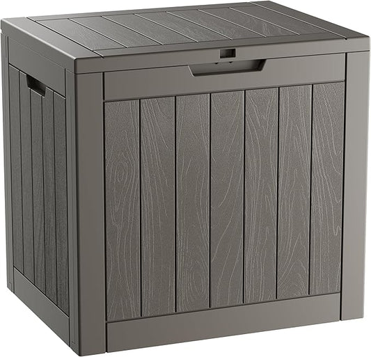KAMABOKO Deck Box, 35 Gallon Resin Indoor and Outdoor Storage Boxes Waterproof for Garden Tools, Pool Accessories Storage Bench, Patio Furniture and Cushions with Lockable Lid, Grey