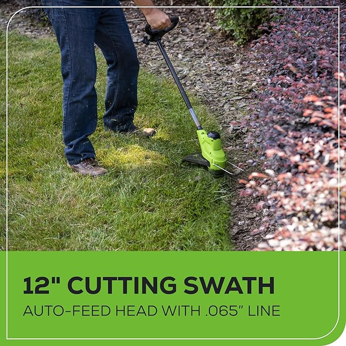 Greenworks 48V (2x24V) Cordless Yard Tool Combo - 21" Self - Propelled Push Mower, 12" Trimmer, Blower + 24V Cordless Battery Inflator