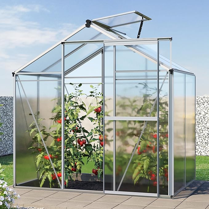 Greenhouse Jasmin 2 Aluminum Frame - 6.3 x 4.3 ft Approx. 6 mm Polycarbonate Panels