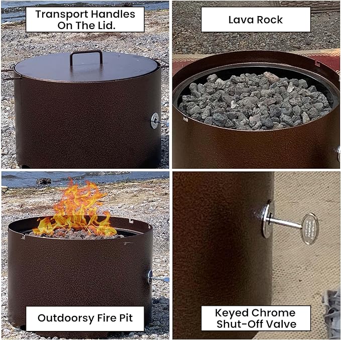 Heavy-Duty Propane (LP) Fire Pit - 20” Solid Steel Firepit with Lid - Portable Fire Pit for Outdoor Recreation - Camping, Fishing, Hunting, Anywhere You Want a Portable fire Feature!