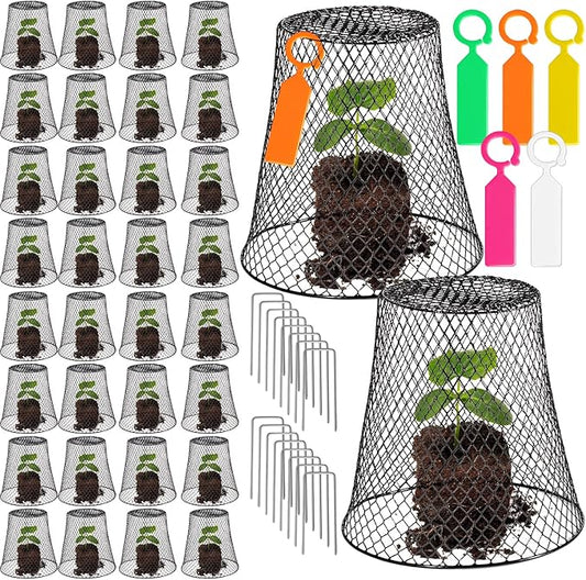 40 Pcs 9 inch Chicken Wire Plant Covers Bulk,Wire Garden Cloches Chicken Wire Cloche Plant Protector Metal Heavy Duty Garden Plant Cloche for Keeping Bunnies Chicken Squirrels Birds Other Out