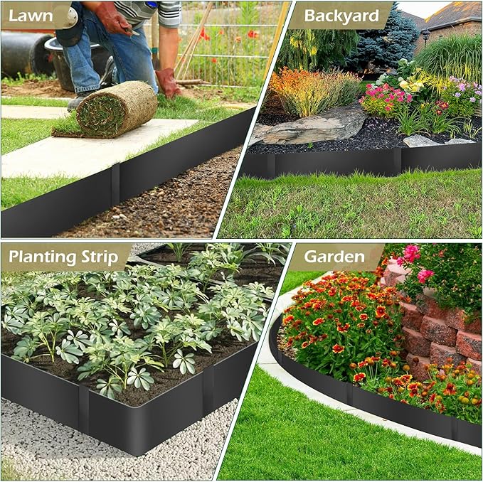 Dyna-Living 40 x 8 Inch Steel Landscape Edging 6 Pack Metal Edging for Landscaping Garden Edging Border, 20FT Total Landscape Edging Border Metal Landscape Edging with Clips for Lawn, Garden, Yard
