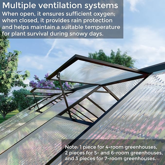 8x8 FT Greenhouses for Outdoors, Polycarbonate Greenhouse with PC Panels, Greenhouses for Outdoors for Yard, Garden, Hobby, Dark Grey