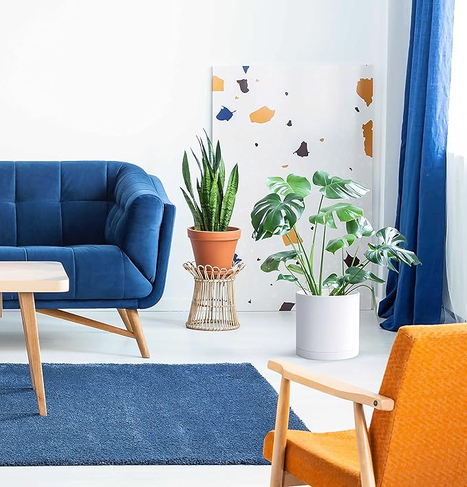 D'vine Dev 6.5 Inch 8 Inch 10 Inch, Set of 3 Plastic Planter Pots for Plants with Drainage Hole and Seamless Saucers, White Color, Large, 74-V-A-4