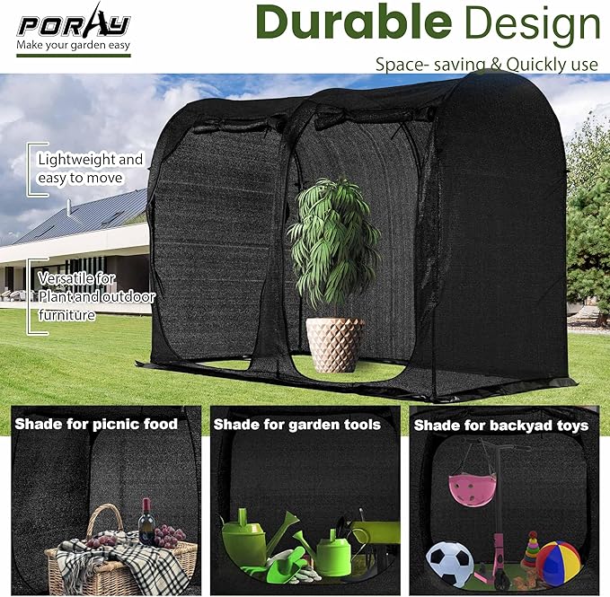 Large Tunnel 8.2'x4' Sunshade Cloth Gardening Net,Easy Set up 6FT Tall Crops Shade Net Cover, UV Resistant Plant 80% Sunblock Net for Vegetables,Fruits and Mini Flower Pot with Stakes and Carry