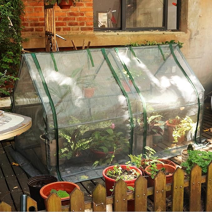 Gardzen Mini Greenhouse with Mesh Cover, Portable Outdoor Greenhouse, Enhanced Ventilation, Ideal for Spring, Summer & Fall 71.7"(L) x36.2(W) x42.5(H)
