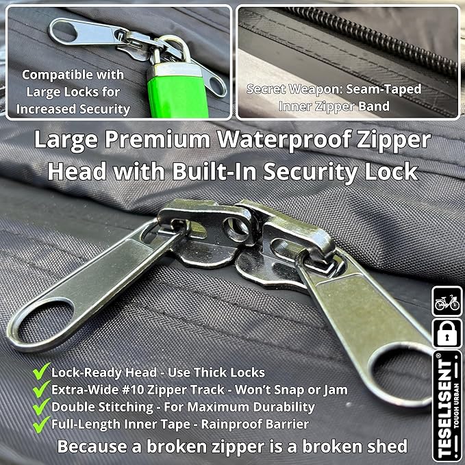 Anti-Theft Outdoor Storage Shed | Triple-Security Tent: Rugged Zipper Lock, Rear Security Anchoring, Privacy Mesh Cover | Protecting Valuable Gear & Bikes | Portable Weatherproof | Fits 2 e-Bikes