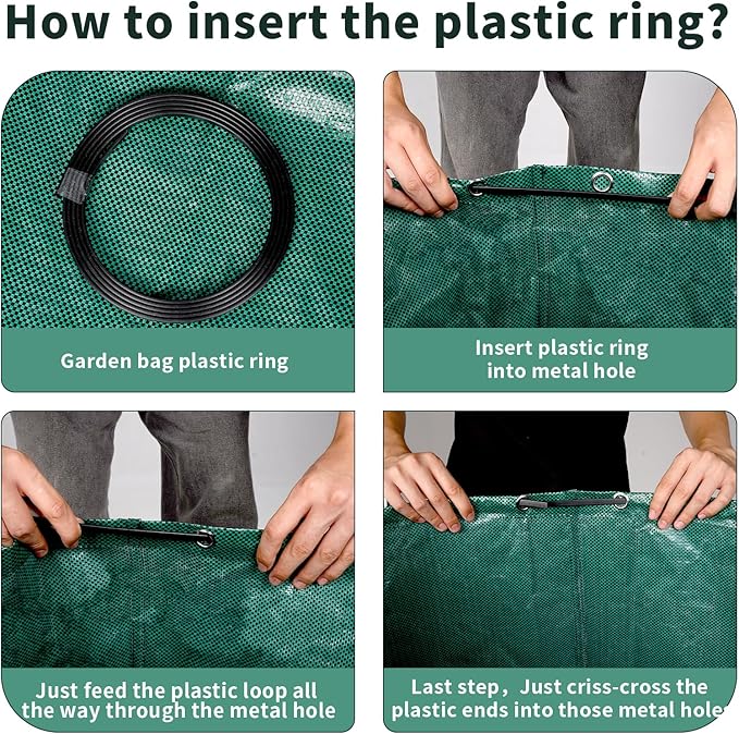 2 Pack Yard Waste Bags 53 Gallon Lawn and Leaf Bags, Reusable Heavy Duty Garden Bags for Collecting Leaves, Waste Container for Clean Up Outdoor Debris Leaves Grass Clippings