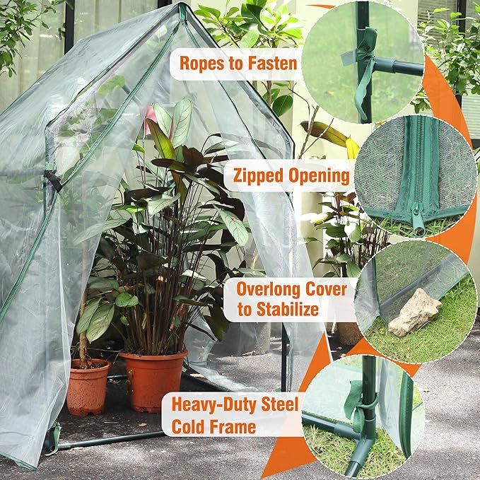 Gardzen Mini Greenhouse with Mesh Cover, Portable Outdoor Greenhouse, Enhanced Ventilation, Ideal for Spring, Summer & Fall 36.2"(L) x36.2(W) x59.5(H)