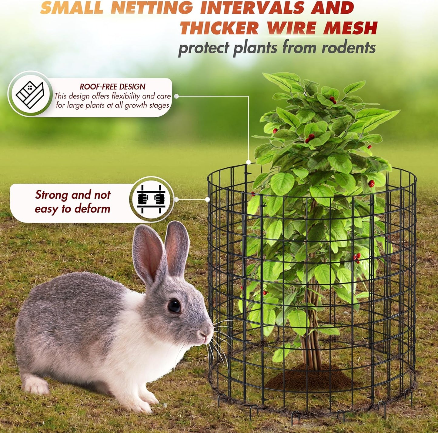 18pcs Plant Protectors from Animals, 6 Pack Metal Plant Cages to Keep Animals Out, 13.5'' Dia x 15'' H Garden Protection from Rabbits Chickens Ducks, Bunny Barricades for Garden