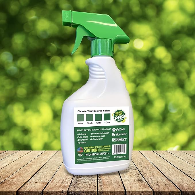 Pre-Mixed Grass and Turf Paint - All Natural Pet-Friendly Lawn Colorant Turns Spots Green Again with Eco-Friendly Point-and-Spray Application (16 oz) (Warm Season Grasses)