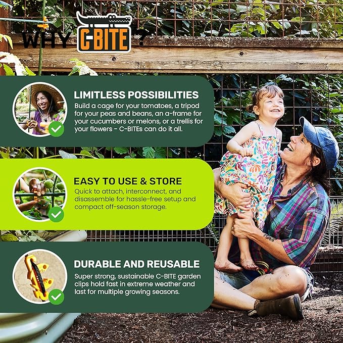 Plant Mixed Color & Size Support Clips | Tomato Cage Connectors for Trellis, Garden Stakes, Wire Fence, Climbing Plants, Vine, Gardening Protection | 50 Lime (5/16") + 50 Green (7/16")