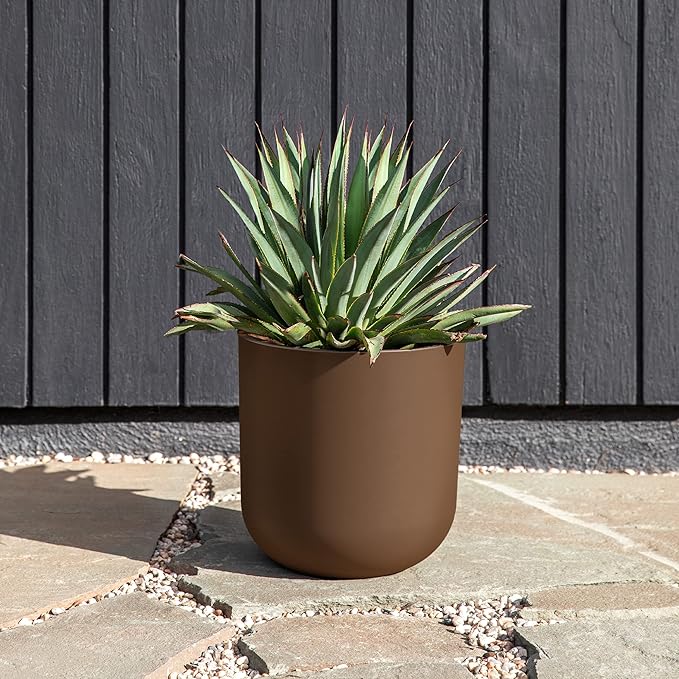 Veradek Mason Series Lima Planter for Indoor/Outdoor Garden | Made from Plastic & Concrete w/Drainage Holes | Modern Décor for Succulents, Flowers, Small Plants