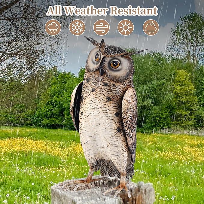 Shorayn Metal Owl Decor Garden Statue Outdoor Bird Yard Art Sculpture for Home Porch Patio Lawn Yard Decoration,Housewarming Birthday Gifts for Women