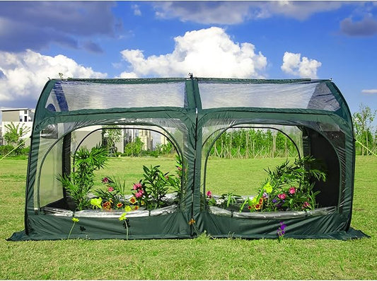 porayhut Pop Up Greenhouse Cover Flower House Mini Gardening Plant Flower Sunshine Room Room,Backyard PVC Greenhouse Cover for Cold Frost Protector Gardening Plants (Tunnel Grennhouse)