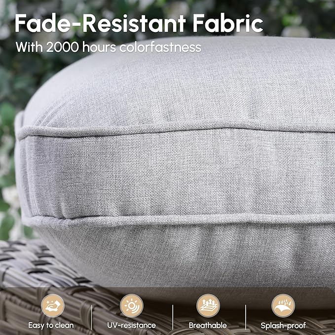 6 Pieces Patio Outdoor Furniture Set,All Weather Wicker Rattan Patio Seating Sofa and Chair Set w/Ottoman and Glowing Coffee Table,Outdoor Conversation Sets for Deck Yard Garden,Grey